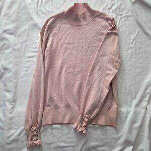 RW&CO Ballet Pink Mock Neck Ruffle Cuff Sweater Small